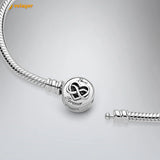 925 Silver Heart Infinity Clasp Bracelet Women DIY Jewelry