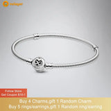 925 Silver Heart Infinity Clasp Bracelet Women DIY Jewelry