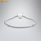 925 Silver Bracelet Heart Snake Chain Friendship Bangles for Women