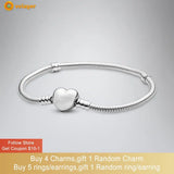 925 Silver Bracelet Heart Snake Chain Friendship Bangles for Women
