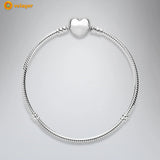 925 Silver Bracelet Heart Snake Chain Friendship Bangles for Women