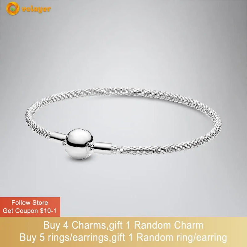 925 Sterling Silver Bracelet Moments Mesh Bracelet