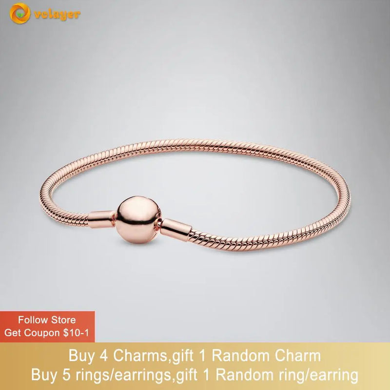 925 Silver Bracelet Snake Chain Friendship Bangle Jewelry Birthday Gift