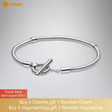 925 Sterling Silver Bracelet T-bar Snake Chain
