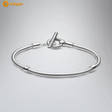 925 Sterling Silver Bracelet T-bar Snake Chain