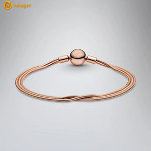 925 Silver Pink Snake Chain Bracelet for Women