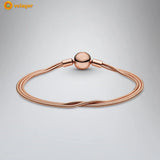 925 Silver Pink Snake Chain Bracelet for Women