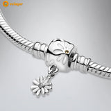 925 Silver Snake Chain Bracelet Flower Clasp Bangle for Women