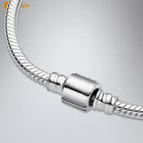925 Silver Barrel Clasp Snake Chain Bracelet for Women