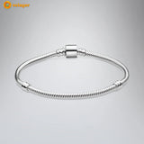 925 Silver Barrel Clasp Snake Chain Bracelet for Women