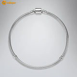 925 Silver Barrel Clasp Snake Chain Bracelet for Women