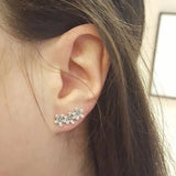 925 Silver Daisy Flower Stud Earring CZ Statement Women Earrings
