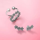 925 Silver Daisy Flower Stud Earring CZ Statement Women Earrings