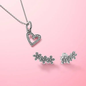 925 Silver Daisy Flower Stud Earring CZ Statement Women Earrings
