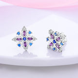 925 Silver Feather Hoop Earrings Snowflake Crown Unicorn Soccer Studs