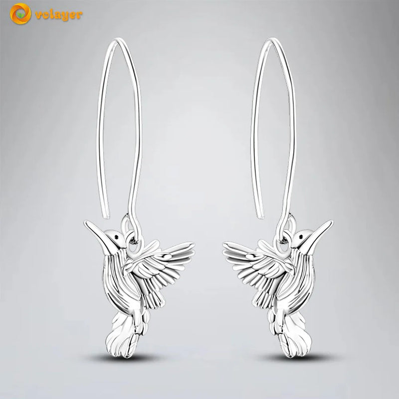 925 Silver Crested Bird Earrings for Women