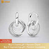 925 Silver Family Always Encircled Hoop Earrings Women Jewelry Gift