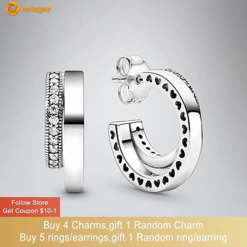925 Silver Double Hoop Earrings for Women