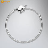 925 Silver Heart T-Bar Chain Bracelet for Women