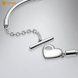 925 Silver Heart T-Bar Chain Bracelet for Women