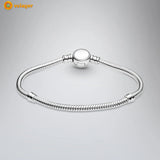 925 Silver Sparkling Disc Clasp Snake Bracelet for Women