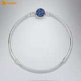 925 Silver Sparkling Disc Clasp Snake Bracelet for Women
