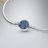 925 Silver Sparkling Disc Clasp Snake Bracelet for Women