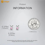 925 Silver Pink Cat CZ Stud Earrings for Women