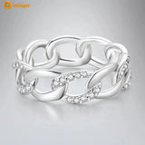 925 Silver Sparkling Chain Engagement Ring Women Jewelry