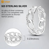 925 Silver Sparkling Chain Engagement Ring Women Jewelry