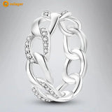 925 Silver Sparkling Chain Engagement Ring Women Jewelry