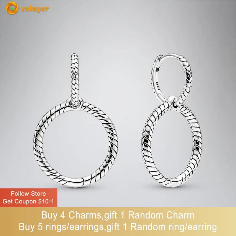 925 Silver Double Hoop Earrings CZ Statement Studs Women Earrings