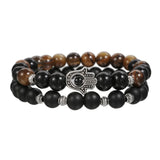 Volcanic Stone Crystal Cube Agate Woven Bracelet Unisex Bracelet