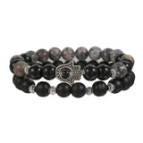 Volcanic Stone Crystal Cube Agate Woven Bracelet Unisex Bracelet