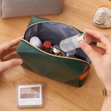 Waterproof PU Leather Cosmetic Bag Large Capacity Portable Travel Wash Bag