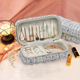 Portable Travel Woven Basket Jewelry Bag Style Zipper Storage Box