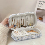 Portable Travel Woven Basket Jewelry Bag Style Zipper Storage Box