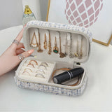 Portable Travel Woven Basket Jewelry Bag Style Zipper Storage Box