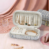 Portable Travel Woven Basket Jewelry Bag Style Zipper Storage Box