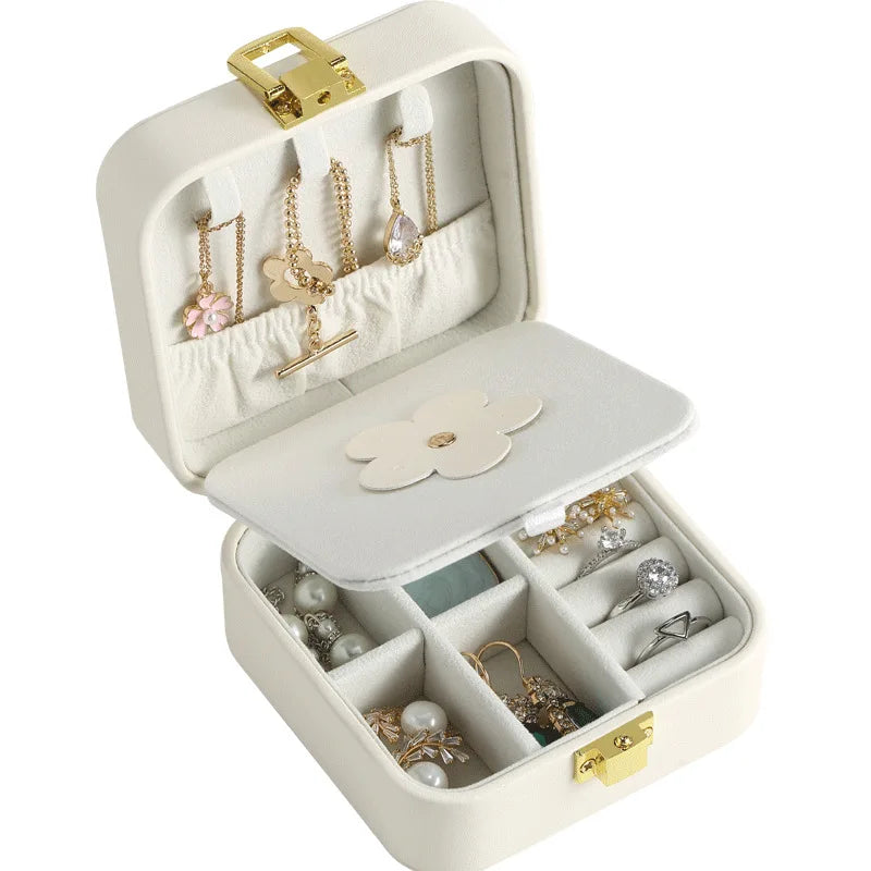 Candy PU Leather Flap Jewelry Storage Box Mini Earring Organizer Display Gift