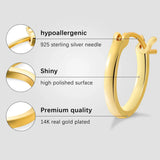 2 Pair Hoop Earrings for Women 14K Plated 925 Sterling Silver Needle