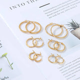 2 Pair Hoop Earrings for Women 14K Plated 925 Sterling Silver Needle