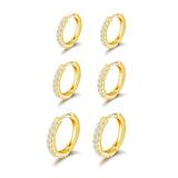 3 Pairs Hoop Earrings Set 14K Plated Hypoallergenic Jewelry