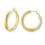 925 Silver Hoop Earrings Set 14K Plated Modern Jewelry