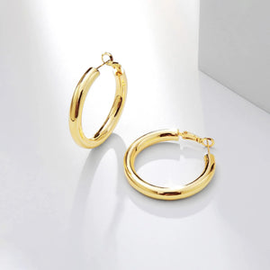 925 Silver Hoop Earrings Set 14K Plated Modern Jewelry