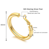 925 Silver Hoop Earrings Set 14K Plated Modern Jewelry