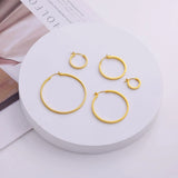 Lady High Flatted Hoop Earrings 14K Plated Jewelry 925 Silver Post