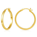 Lady High Flatted Hoop Earrings 14K Plated Jewelry 925 Silver Post