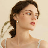 Lady High Flatted Hoop Earrings 14K Plated Jewelry 925 Silver Post