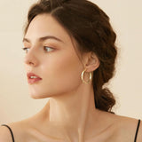 Lady High Flatted Hoop Earrings 14K Plated Jewelry 925 Silver Post